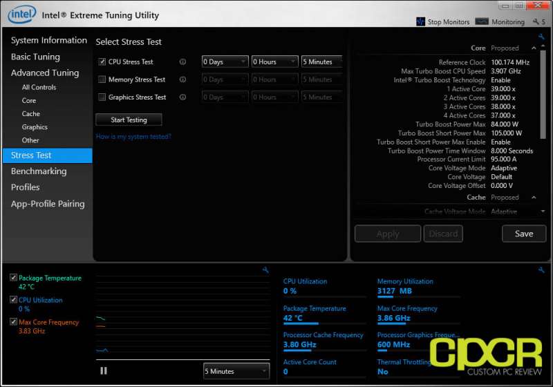 intel extreme tuning utility cpu core temperature