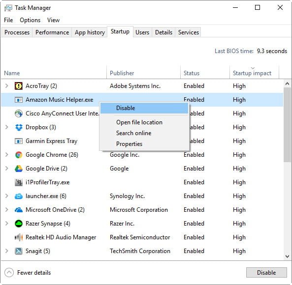 stop programs from running on startup windows 10